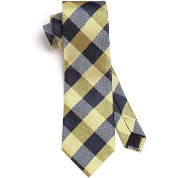 Ties for Men Formal Business Plaid Checked Mens Ties and Pocket Square Set - Picture 5 of 7